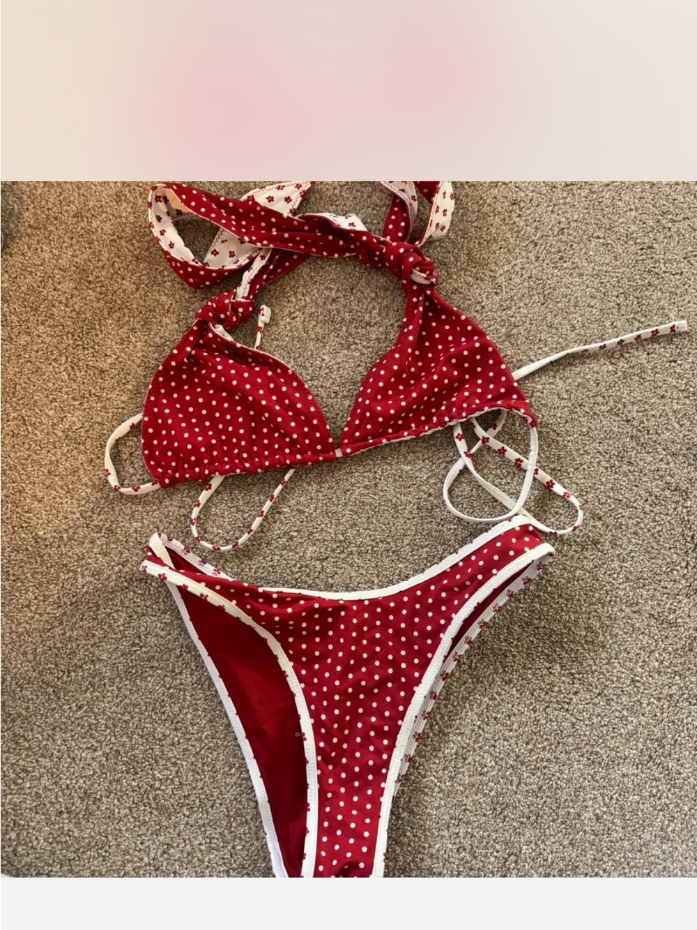 Frankie's Bikinis Red and White Polka Dot Two-Piece